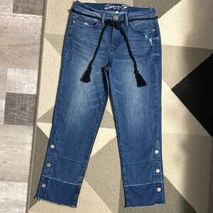 Seven7 High Rise Stovepipe Straight Cropped Raw Hem Jeans Women's Size 6